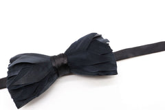 Black Premium Feather Bow Tie