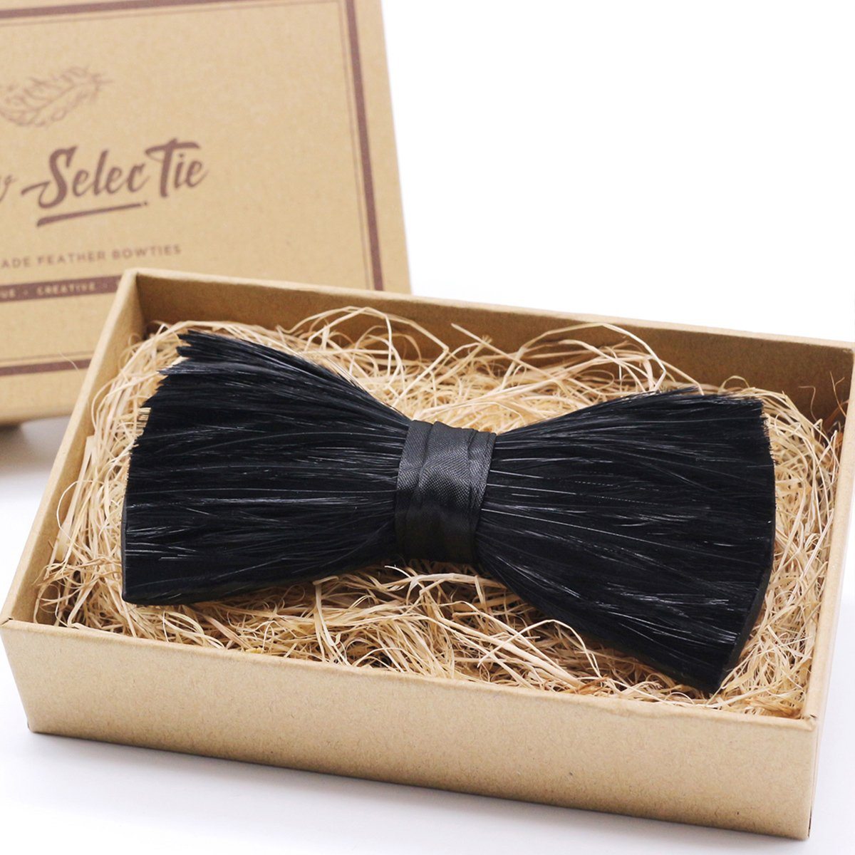 Black Tuxedo Feather Bow Tie