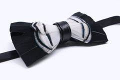 Black & White Feather Bow Tie
