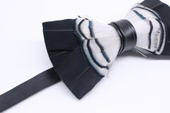 Black & White Feather Bow Tie