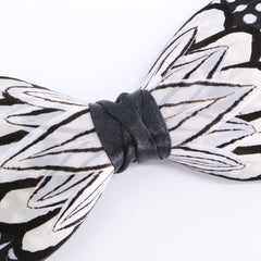 Black & White Polka Dot Feather Bow Tie