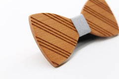Black & White Thin Striped Wooden Bow Tie