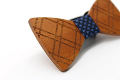 Blue Stars Crossed Wooden Bow Tie