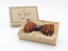 Brown Pheasant Feather Bow Tie