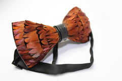 Brown Pheasant Feather Bow Tie - Bowties - 4
