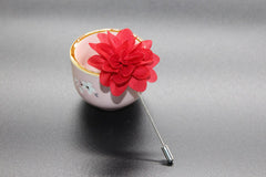 Cerise Flower Lapel Pin - Bowties - 2