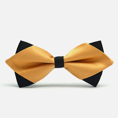 Champagne Diamond-Tip Tuxedo Bow Tie - Bowties