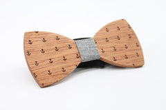 Grey Anchor Wooden Bow Tie