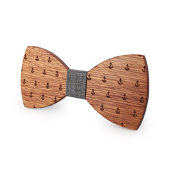 Grey Anchor Wooden Bow Tie