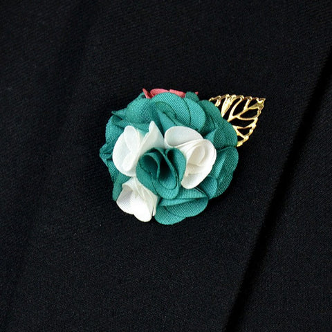 Green White Lapel Flower - Bowties - 1