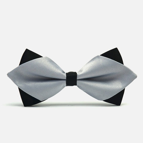 Grey Diamond-Tip Tuxedo Bow Tie - Bowties