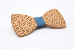 Grey Dotted Wooden Bow Tie