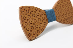 Grey Dotted Wooden Bow Tie