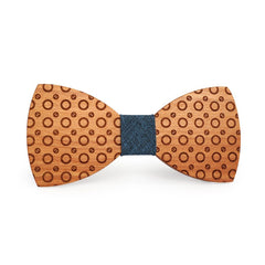 Grey Dotted Wooden Bow Tie
