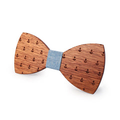 Light Blue Anchor Wooden Bow Tie