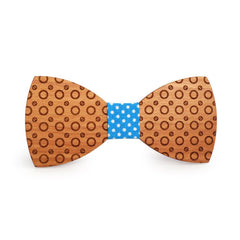 Light Blue Dotted Wooden Bow Tie