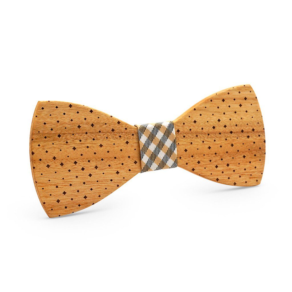 Light Dotted Stunner Wooden Bow Tie