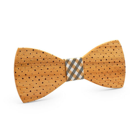 Light Dotted Stunner Wooden Bow Tie