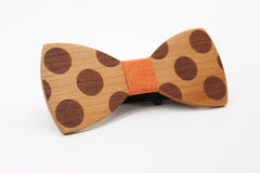 Orange Polka Dots Wooden Bow Tie