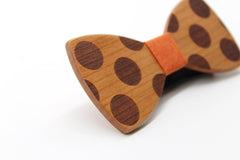 Orange Polka Dots Wooden Bow Tie