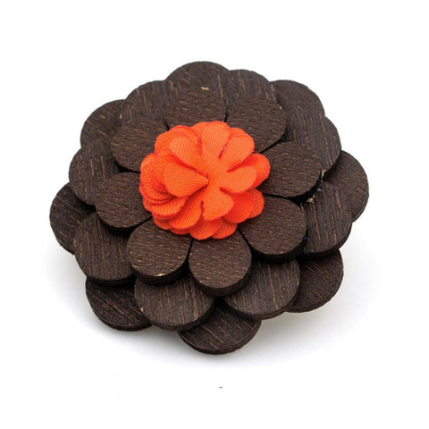 Orange Wooden Lapel Pin