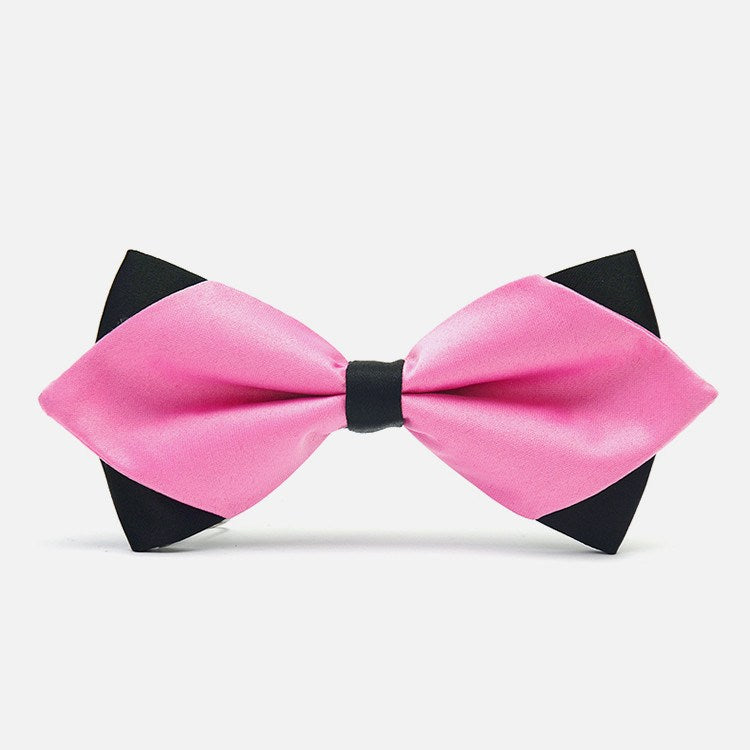 Pink Diamond-Tip Tuxedo Bow Tie - Bowties