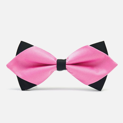 Pink Diamond-Tip Tuxedo Bow Tie - Bowties