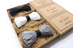 Grey Premium Feather Bow Tie