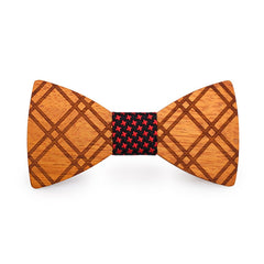 Red Stars Crossed Wooden Bow Tie
