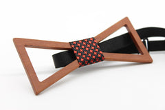 Red Stars Hollow Wooden Bow Tie
