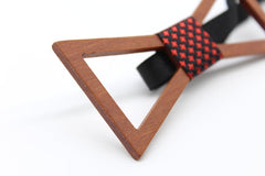 Red Stars Hollow Wooden Bow Tie