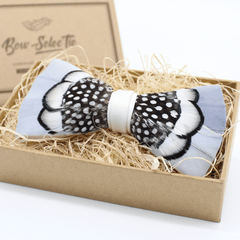 Silver Knight Feather Bow Tie