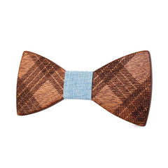 Striped With Blue Wooden Bow Tie