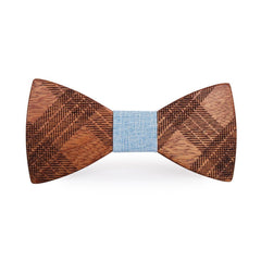 Striped With Blue Wooden Bow Tie