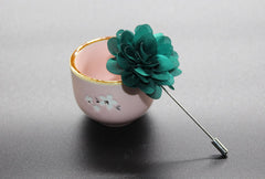 Teal Flower Lapel Pin - Bowties - 2