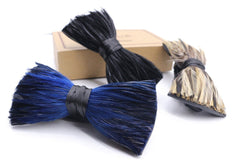 Blue Tuxedo Feather Bow Tie