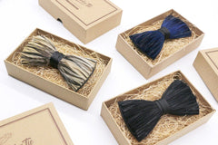 Blue Tuxedo Feather Bow Tie