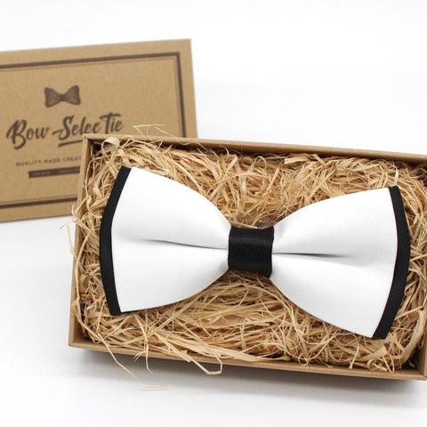 White & Black Tuxedo Bow Tie