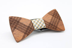 White & Brown Wooden Bow Tie