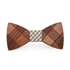White & Brown Wooden Bow Tie