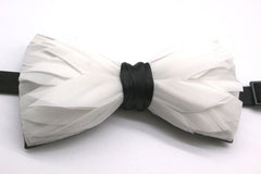 White Premium Feather Bow Tie