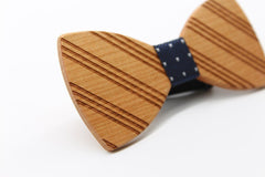 Black Stars Thin Striped Wooden Bow Tie