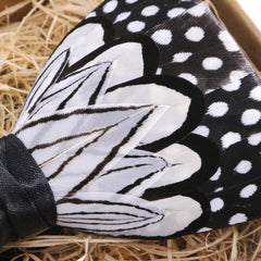 Black & White Polka Dot Feather Bow Tie