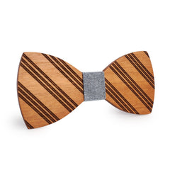 Black & White Thin Striped Wooden Bow Tie