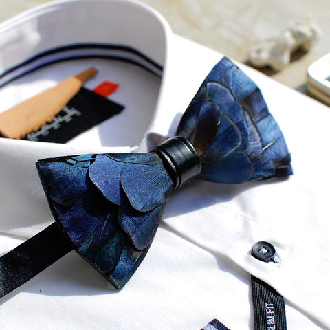Blue Feather Bow Tie - Bowties - 1