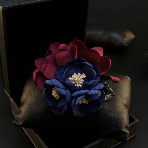 Dark Blue Lapel Flower Clip - Bowties - 1