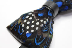 Blue Polka Dot Feather Bow Tie - Bowties - 3