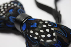 Blue Polka Dot Feather Bow Tie - Bowties - 4