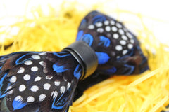 Blue Polka Dot Feather Bow Tie - Bowties - 2