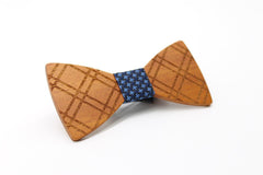 Blue Stars Crossed Wooden Bow Tie